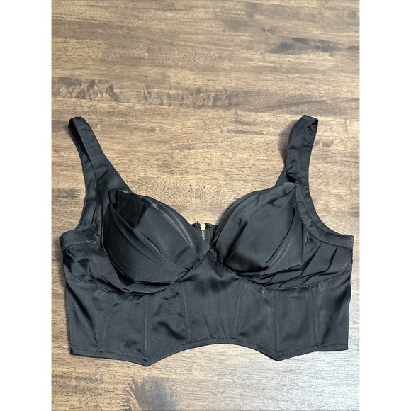 The Sang Tops - The Sang Black Satin Bustier Top Small Longline  Bone Corset Style Sexy Chic